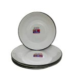 Kango 21cm 6 Piece Enamel Rice Plate - White