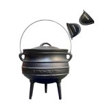 Minhaj - Cast Iron Potjie Pot Size 3 with 2 Silicone Gloves