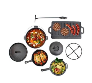 Minhaj - Pre-Seasoned 7 Piece Heavy Duty Cast Iron Dutch Potset - Image 2
