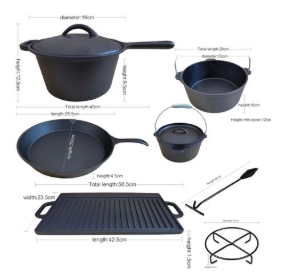 Minhaj - Pre-Seasoned 7 Piece Heavy Duty Cast Iron Dutch Potset - Image 4