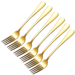 Elegant 6-Piece Golden Fork Set ? Stainless Steel Cutlery for Dining