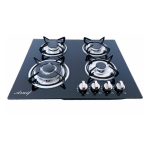 Aruif Built-In Tempered Glass 4 Burner Gas Hob: LPG Compatible, 600mm x 510mm