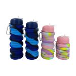 Silicone Collapsible Travel Drink Water Bottle with Straw