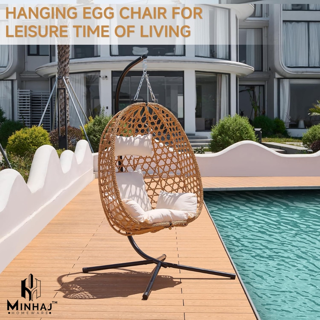 Minhaj - Hanging Egg Chair with Stand and Cushions - Image 4