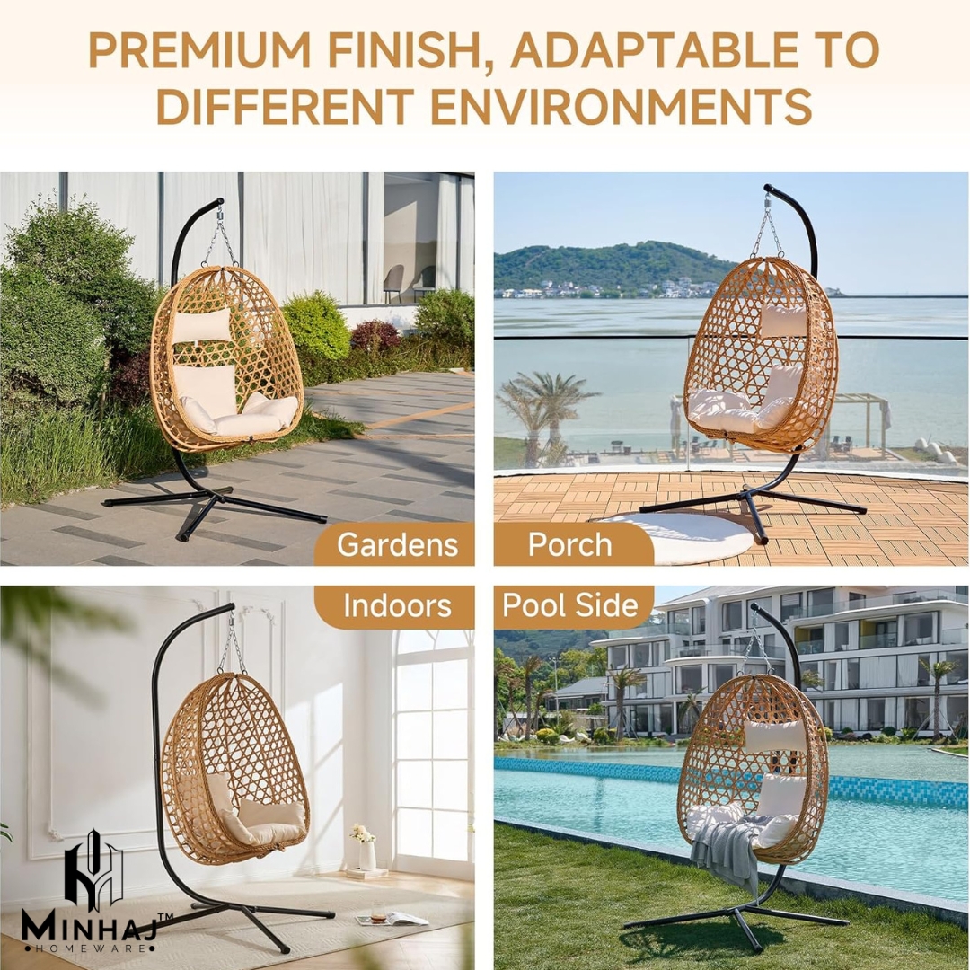 Minhaj - Hanging Egg Chair with Stand and Cushions - Image 6
