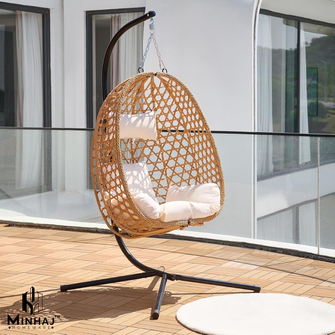 Minhaj - Hanging Egg Chair with Stand and Cushions - Image 5