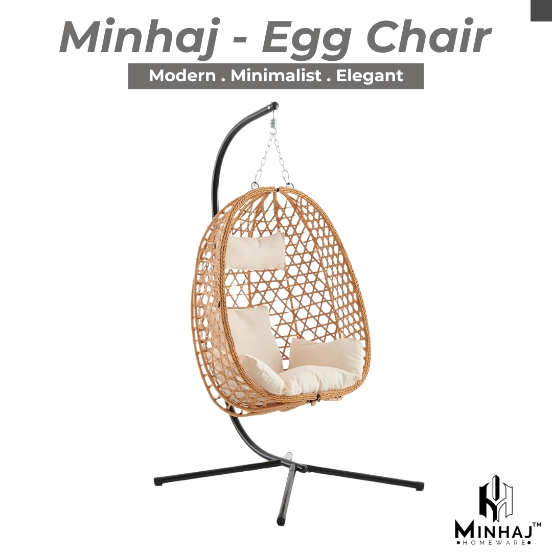 Minhaj - Hanging Egg Chair with Stand and Cushions - Image 2