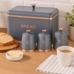 Minhaj Homeware Bread Bin and Canister 4-piece Set - GD-712