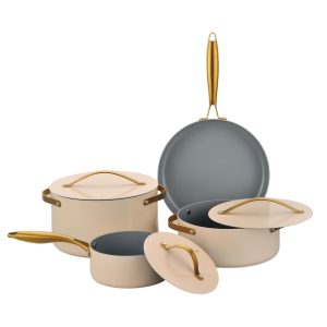 Minhaj Homeware - Ceramic Rose Gold 7piece Cookware Set