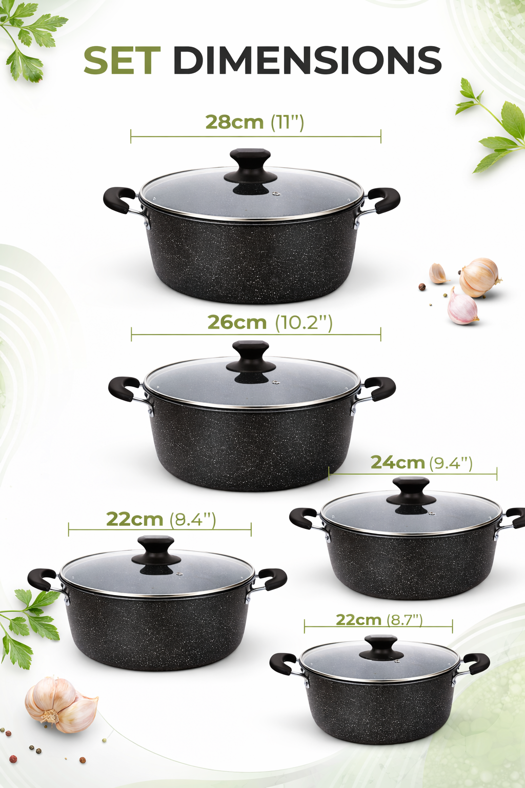 iStar Granite Coating 10piece Cookware Set 10000045 - Image 2
